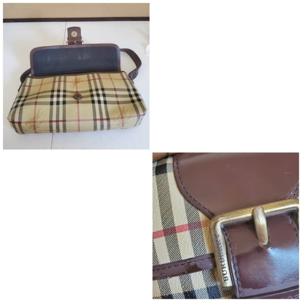 Burberry Haymarket Check PVC Buckle Flap Bag - Picture 8 of 9